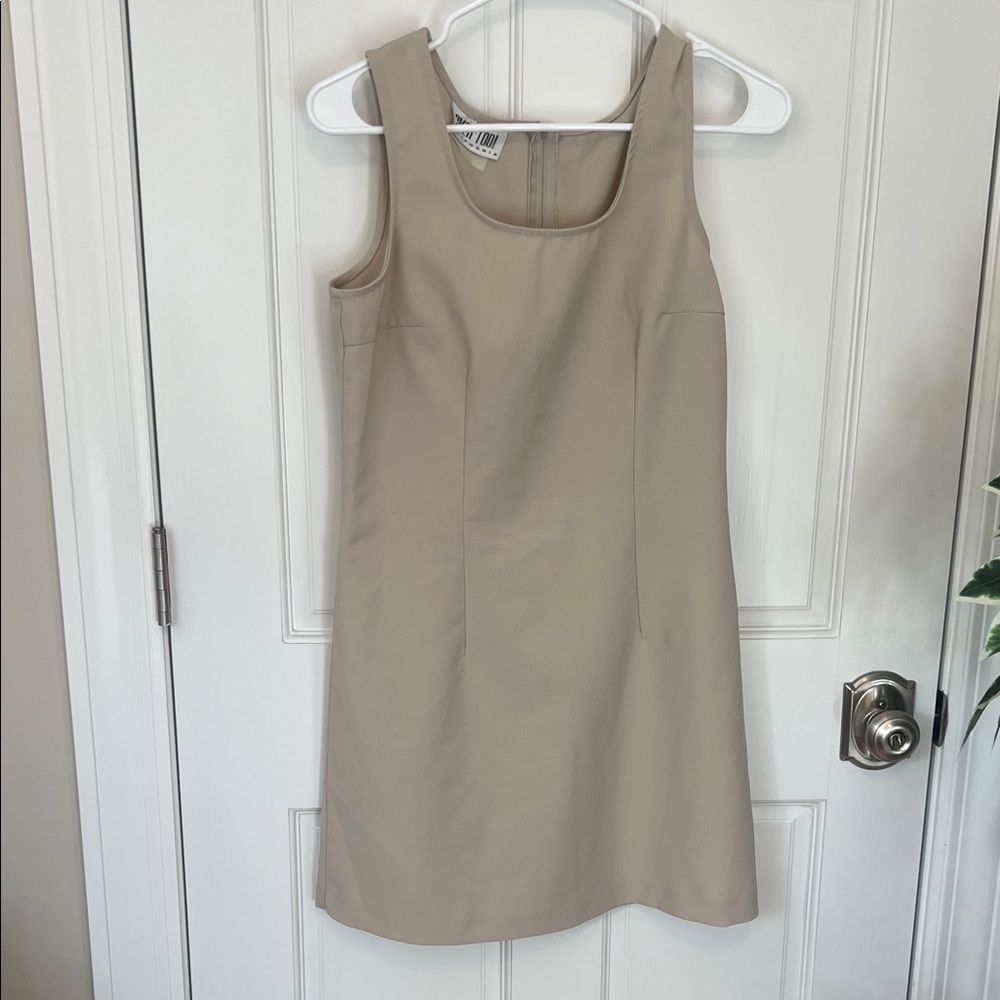Elegant Tan Sleeveless Mini Dress
